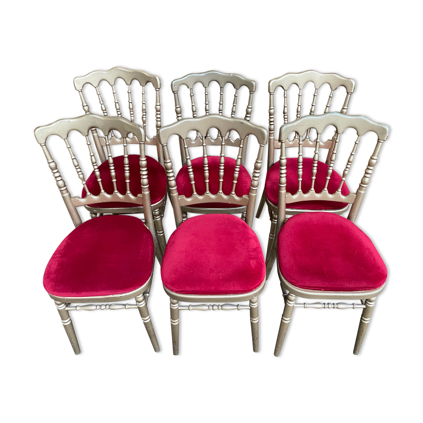 Suite de 6 chaises à barrettes Napoléon III
