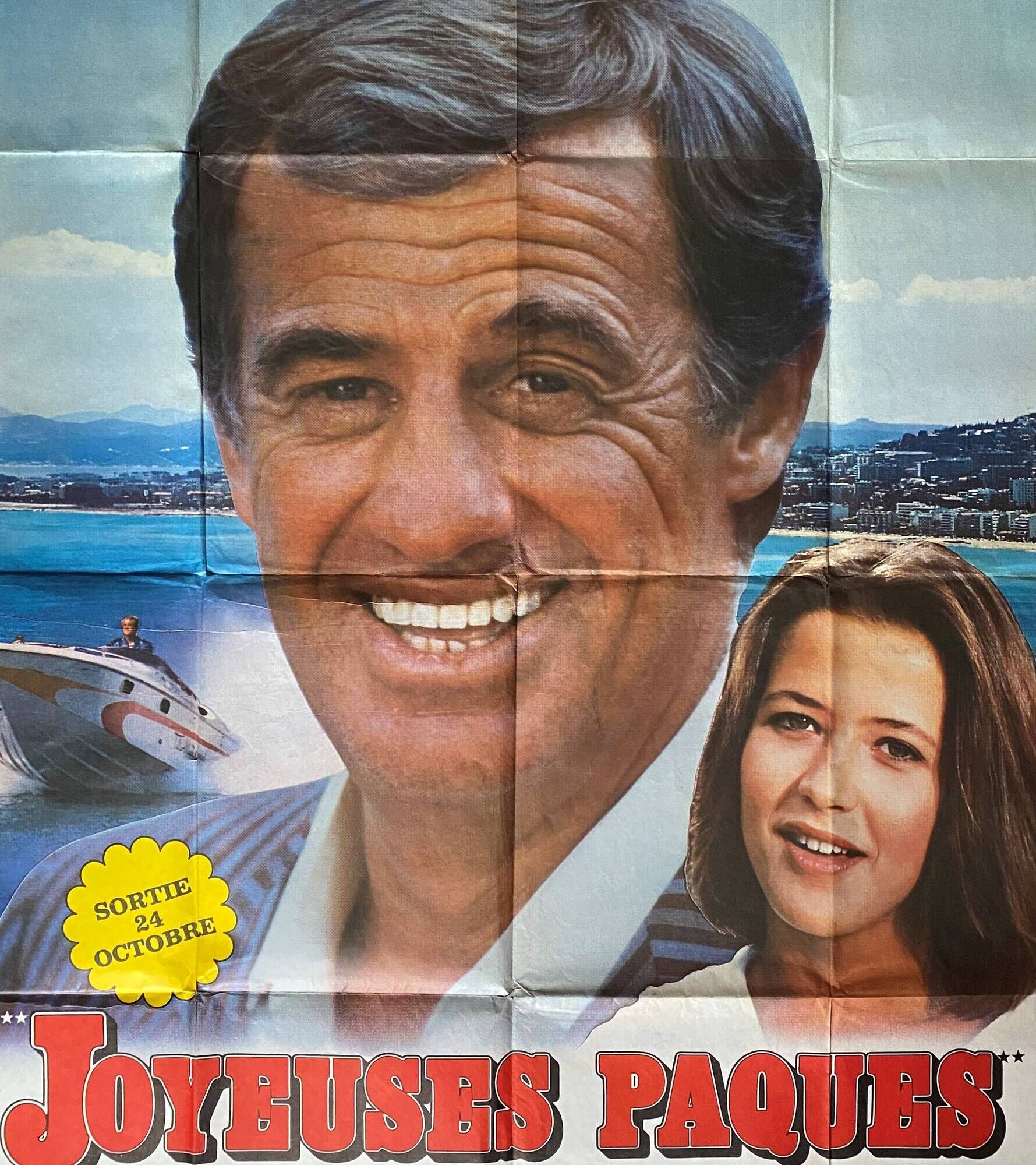 Original cinema poster "Joyeuses Paques" Jean-Paul Belmondo 120x160cm 1984