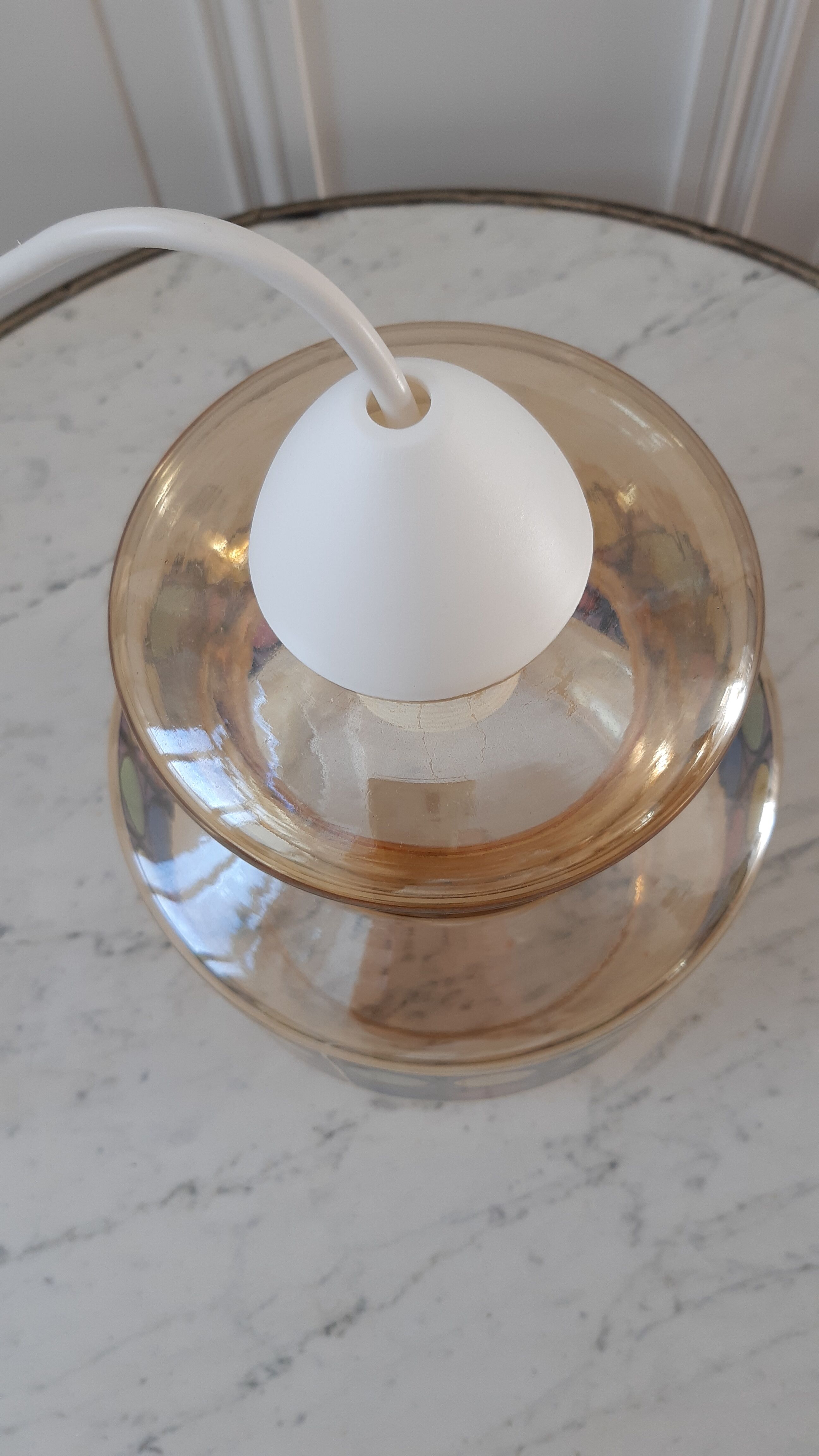 Colored glass pendant lamp 70s