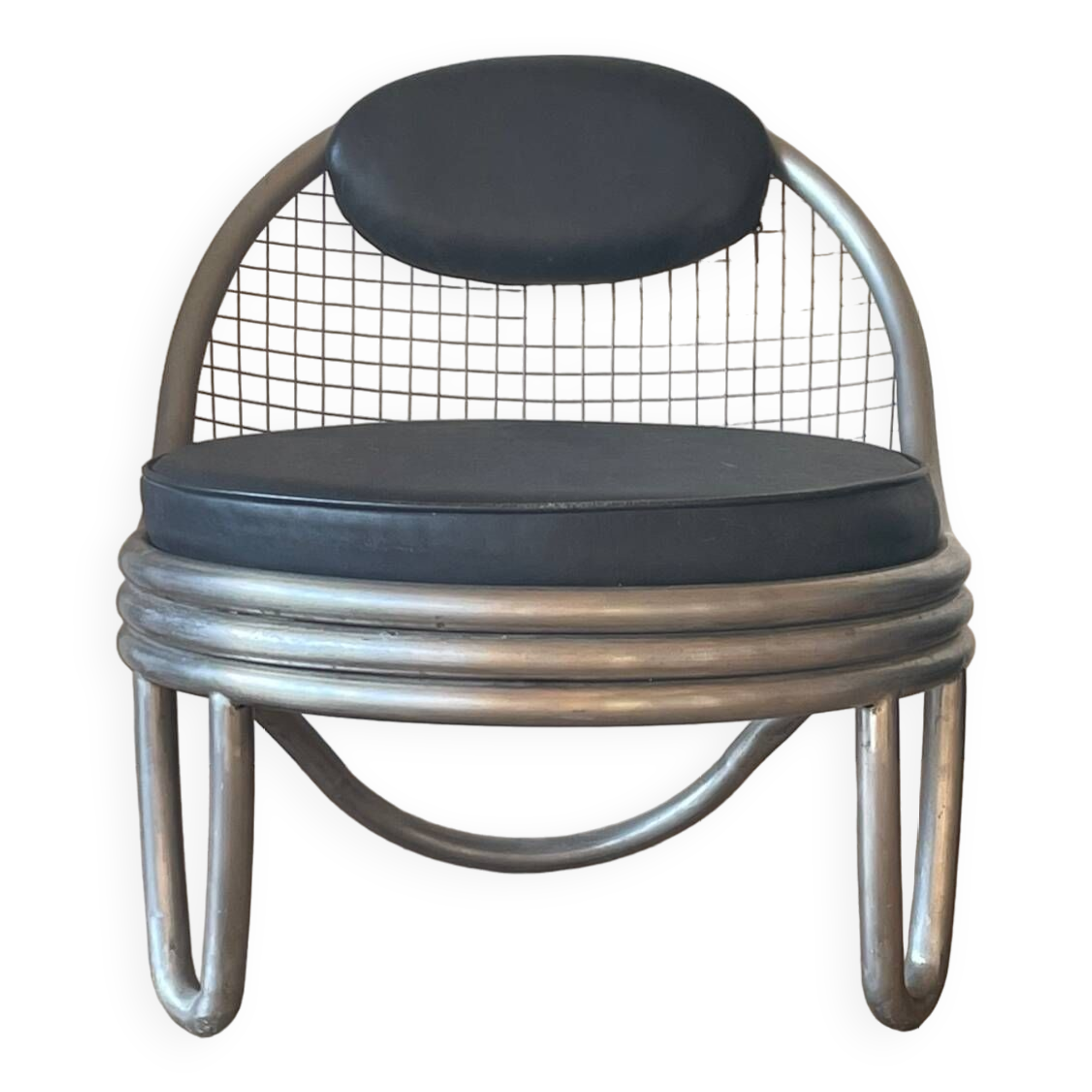 Metal and leather armchairs