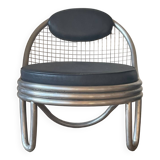 Metal and leather armchairs