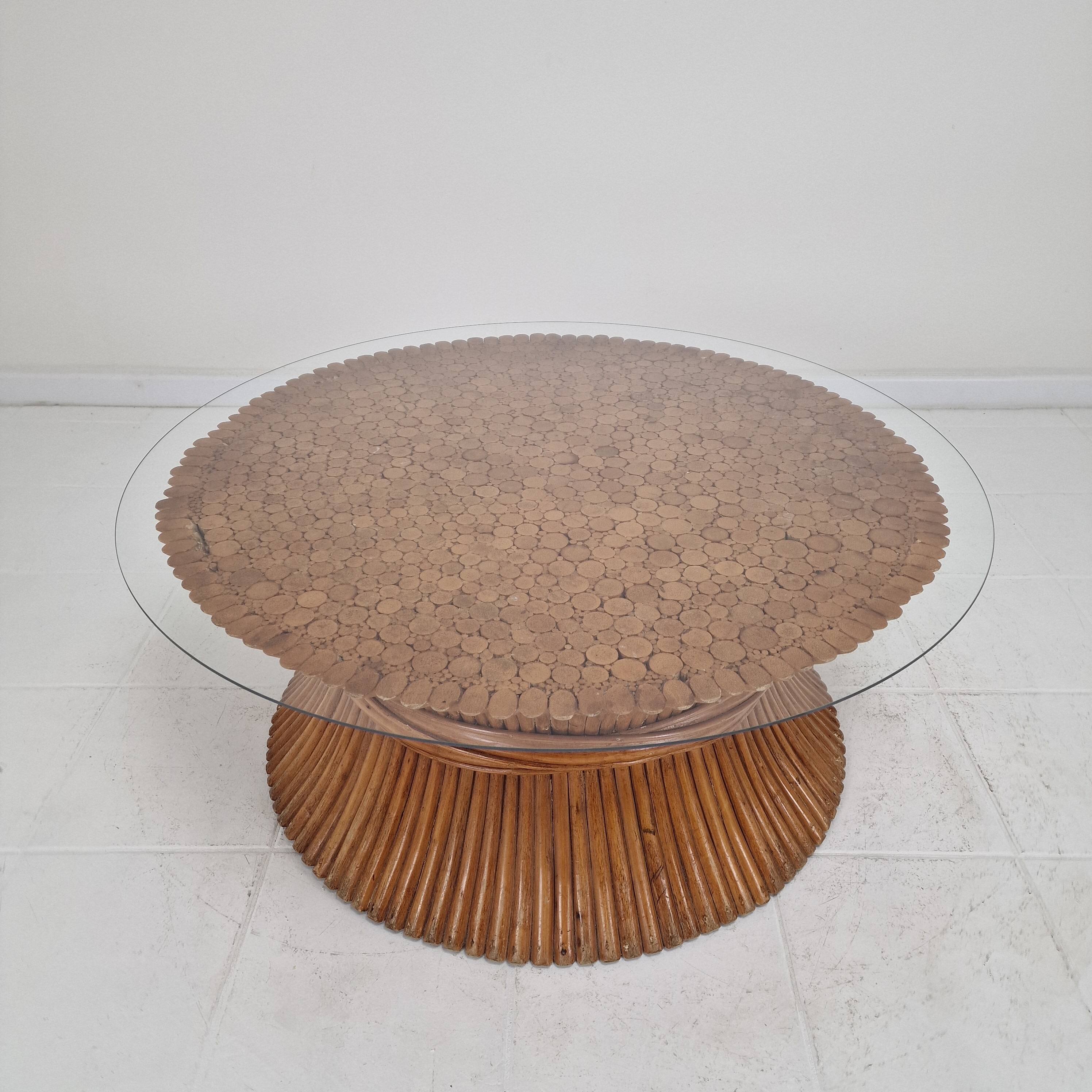 Table basse en bambou en forme de gerbe de blé par McGuire, États-Unis, vers 1970