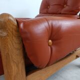 Pair of brutalist leather armchairs, 1960s