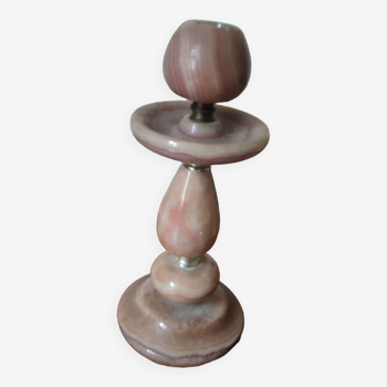 Antique candle holder in Pink Marble