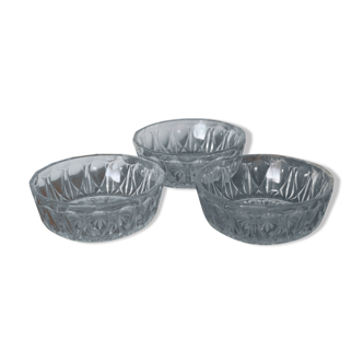 Set of 3 Reims chiseled glass ramekins