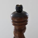 Vintage twisted turned wooden lamp base with shelf.