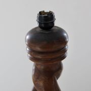 Vintage twisted turned wooden lamp base with shelf.