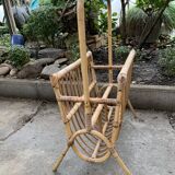 Vintage rattan magazine holder