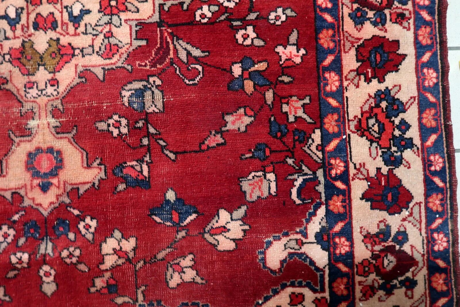 Antique handmade wool Malayer rug 4.9' x 8.6' circa 1920s - 1C1285