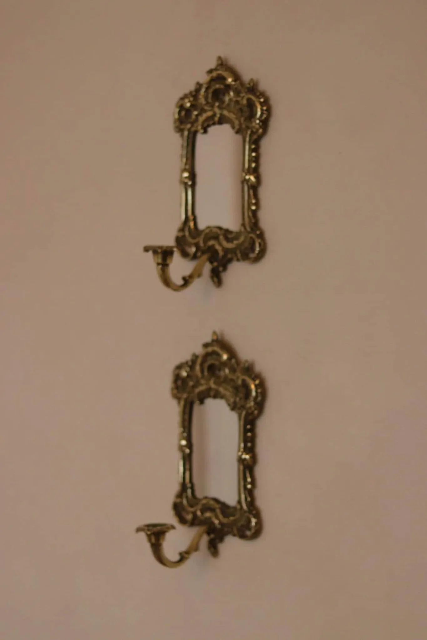 Pair of Mid-Century Swedish Brass Sconces with Mirror