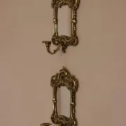 Pair of Mid-Century Swedish Brass Sconces with Mirror