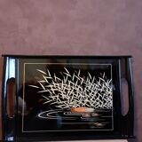 Japanese tray made of real laqué wood with its original box