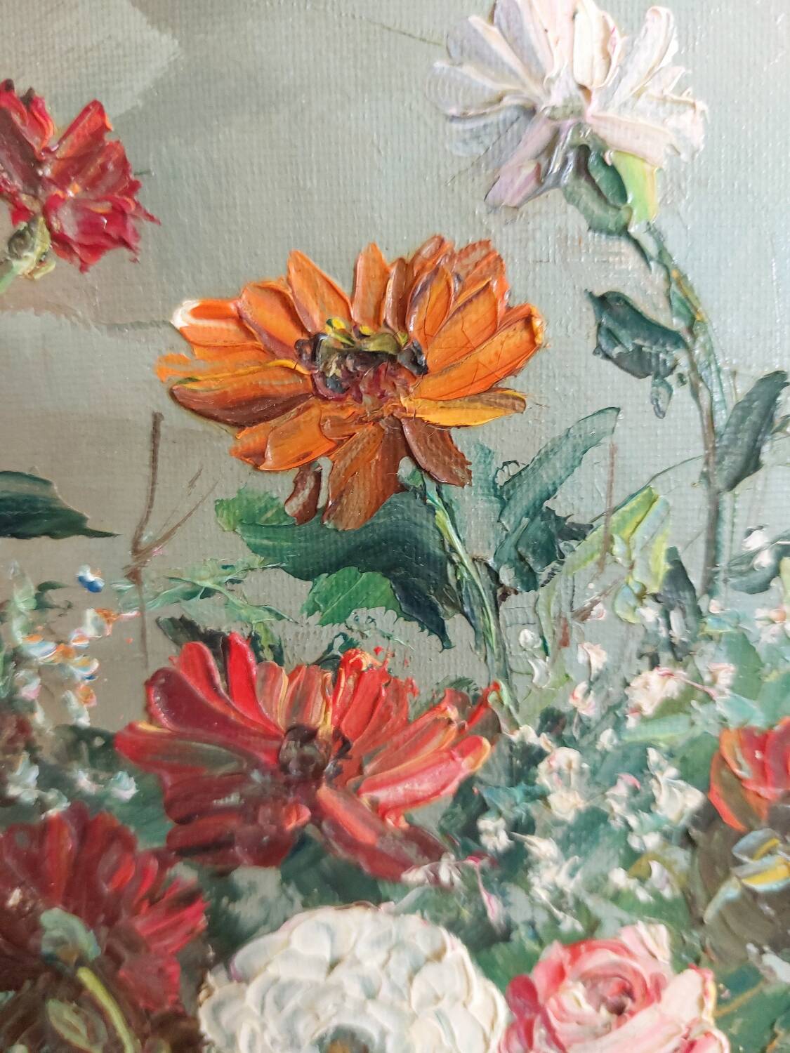 Old oil painting with a knife
