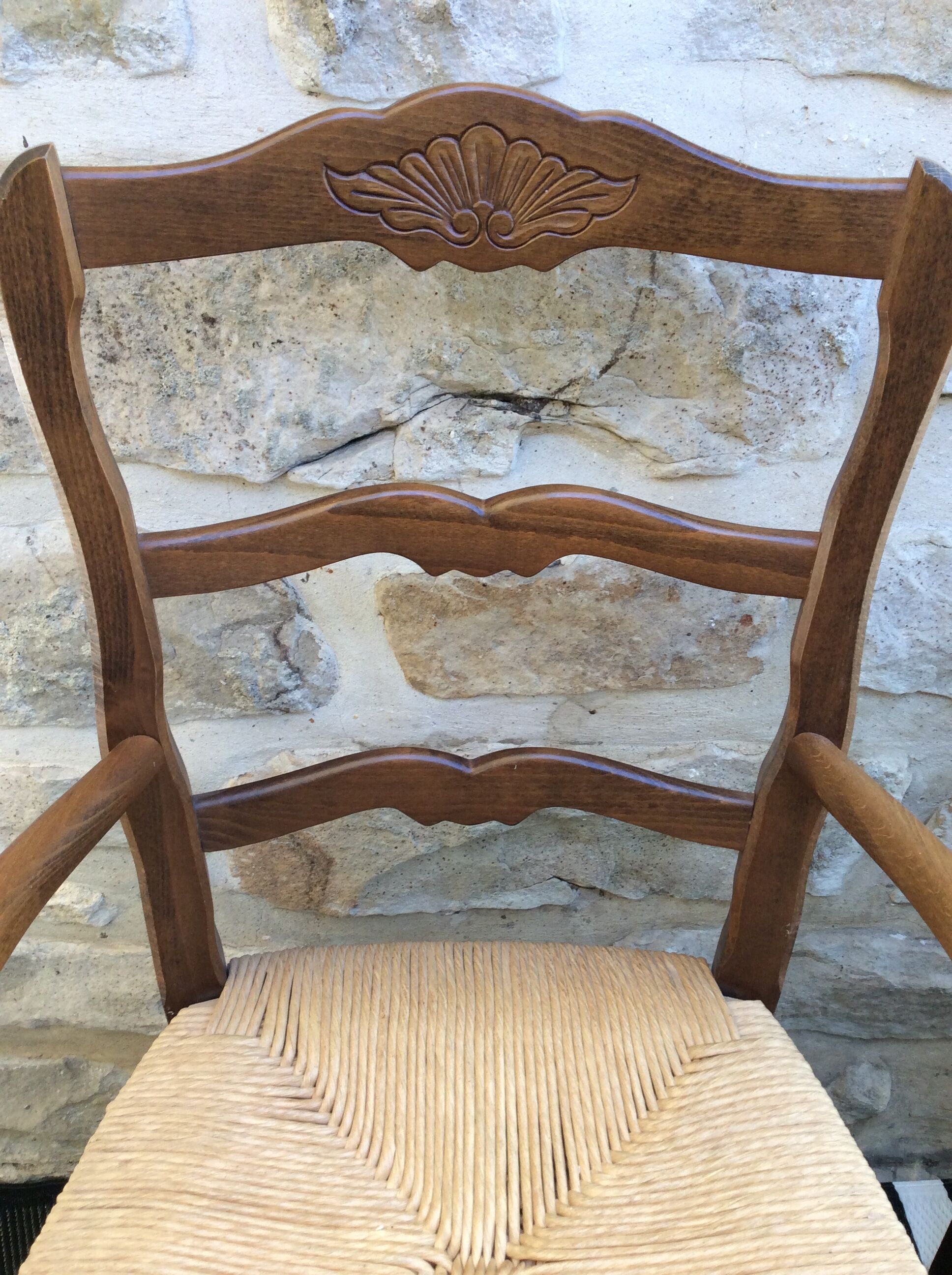 Pair of straw seating armchairs