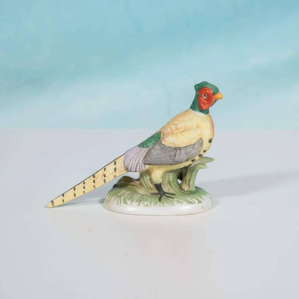 Vintage porcelain pheasant statue, porcelain bird pheasant.