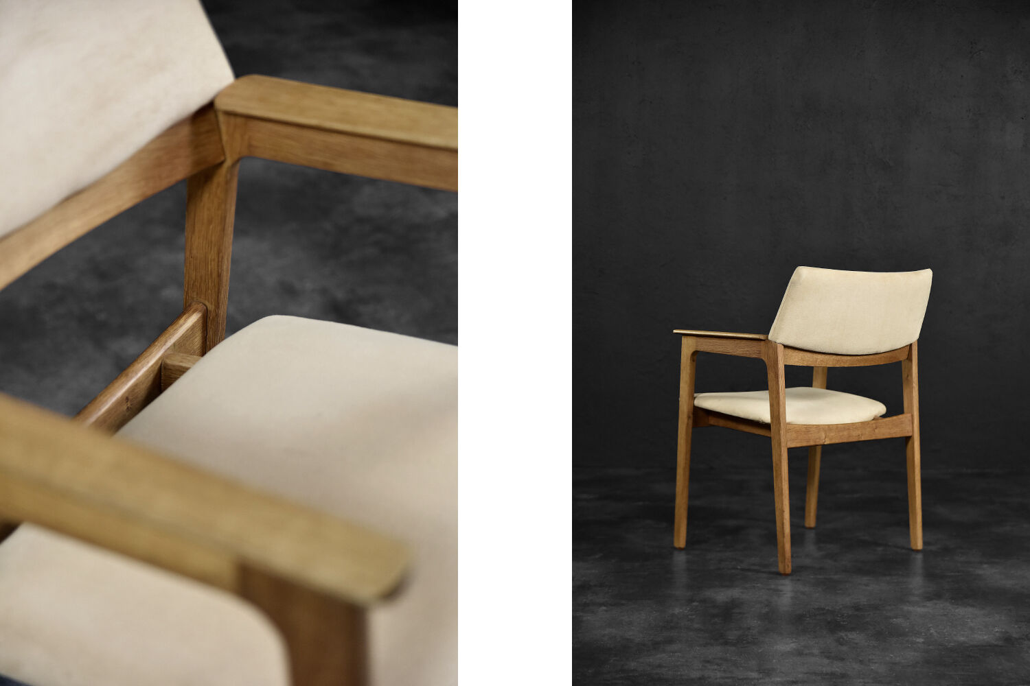 Vintage mid-century scandinavian modern oak executive chair in alcantara fabric, 1960s