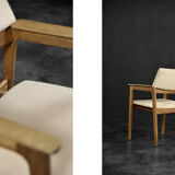 Vintage mid-century scandinavian modern oak executive chair in alcantara fabric, 1960s