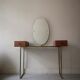 Vintage Scandinavian dressing table brass and wood