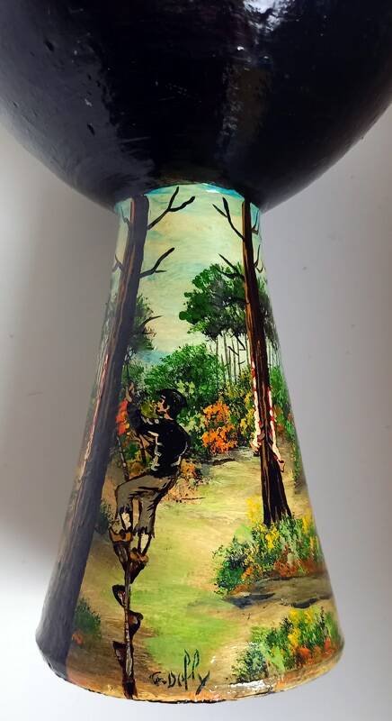 Pair of vintage Basque pottery – glazed ceramic – signed G. Defly