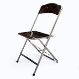 6 chaises pliantes en Plexiglas fumé et métal chrome Chaisor 1970