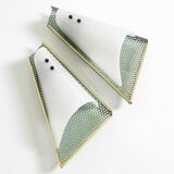 Pair of beautiful mint green Mid Century Modern perforated sheet metal wall
