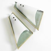 Pair of beautiful mint green Mid Century Modern perforated sheet metal wall