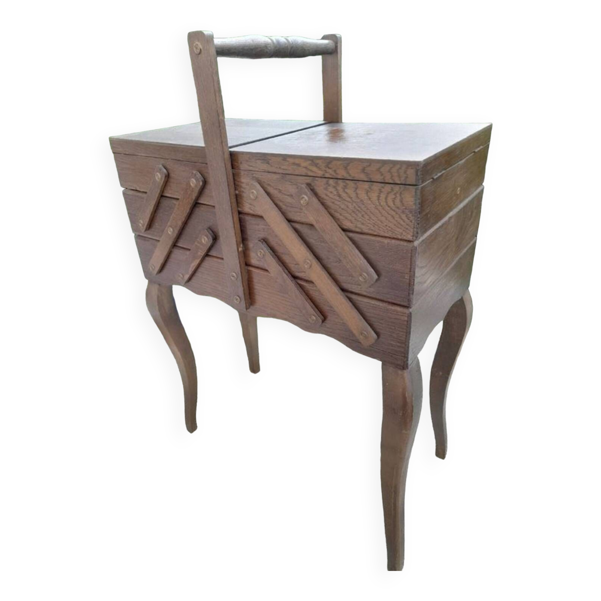 Old sewing box worker knitting work