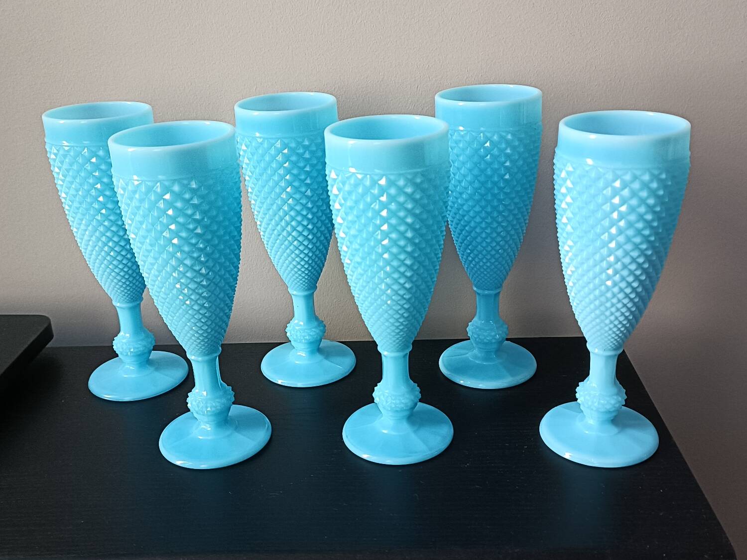 Turquoise Opaline Flutes