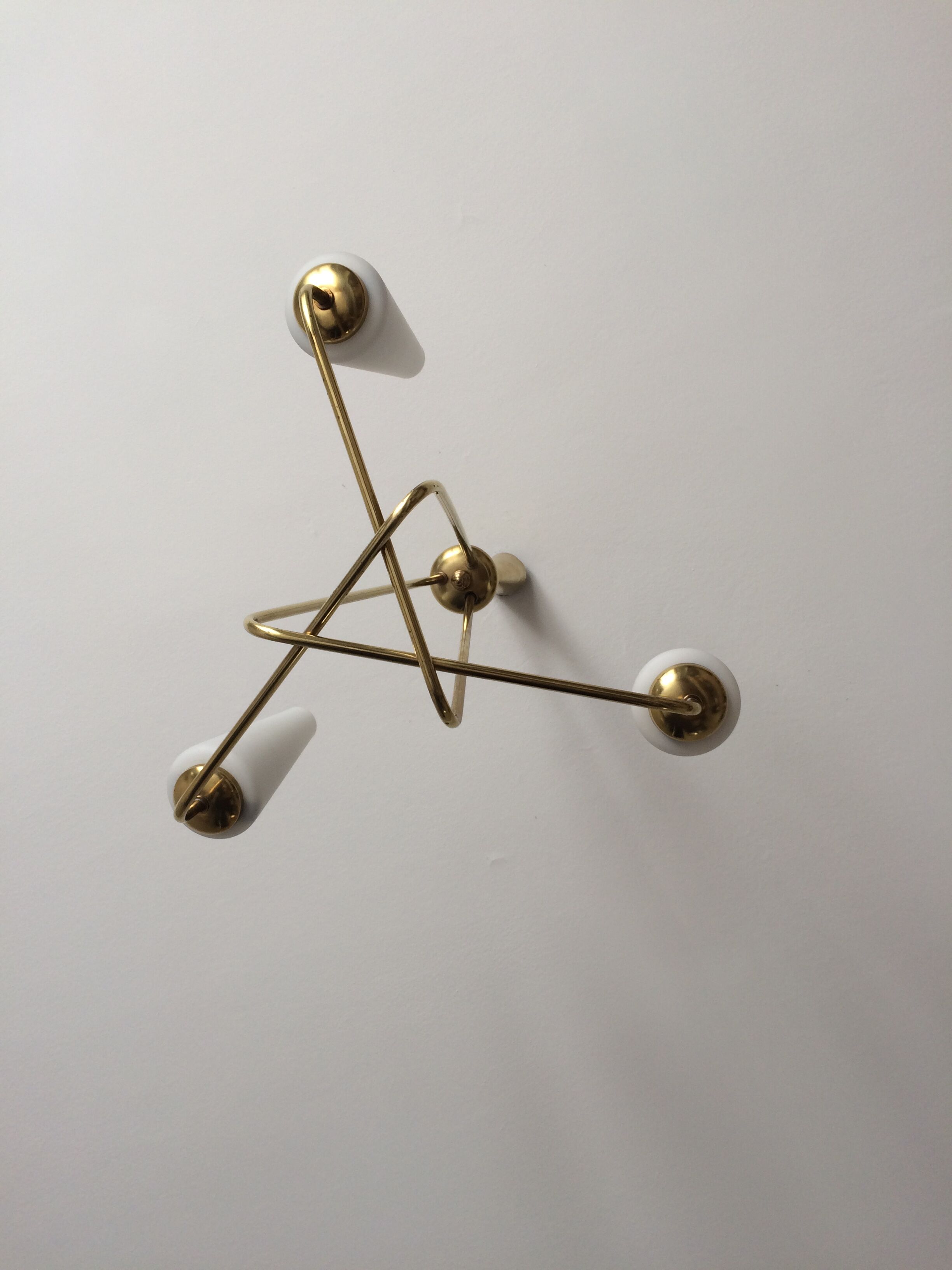 3-branch brass and opaline chandelier 1950/1960