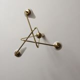 3-branch brass and opaline chandelier 1950/1960
