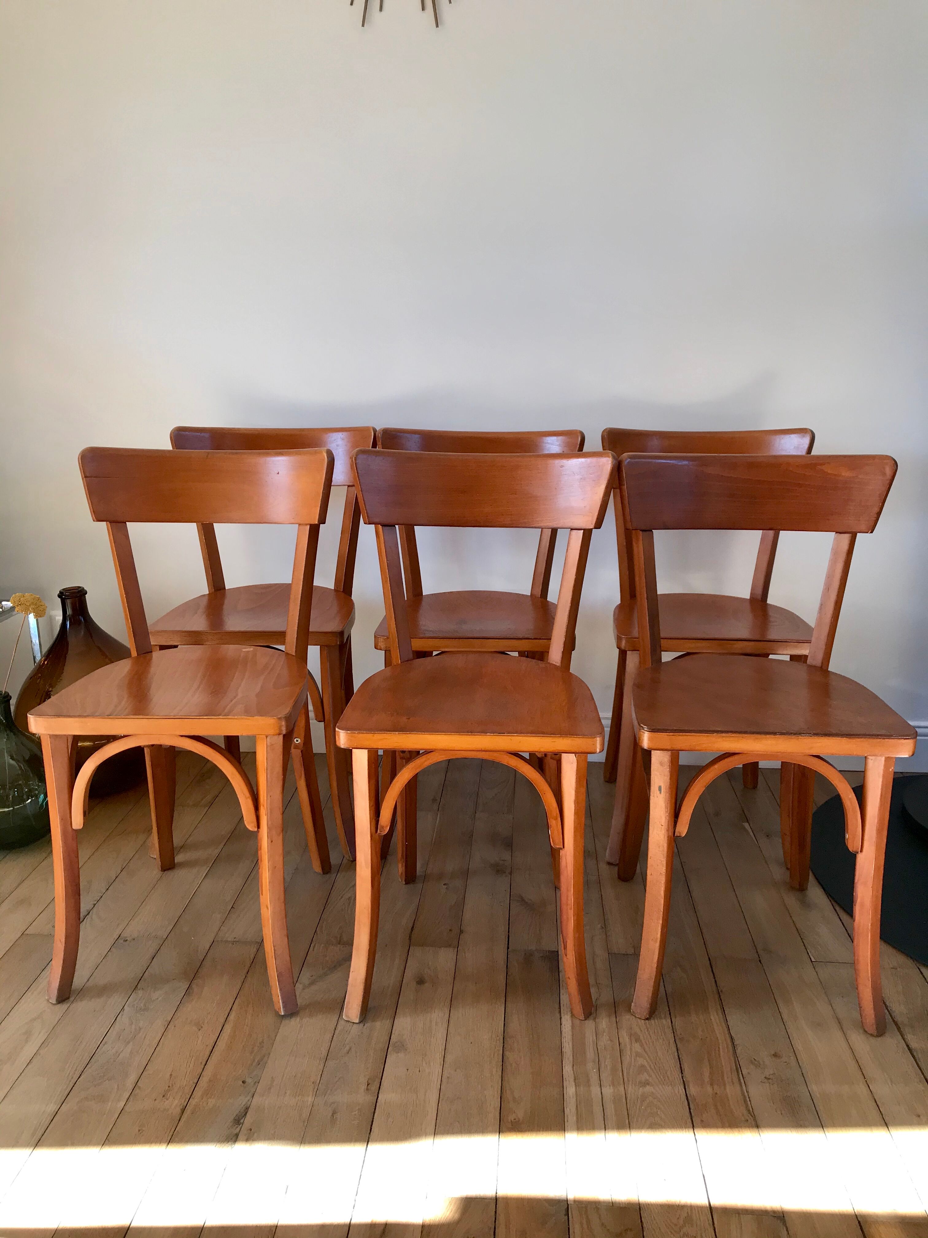 Set of 6 Luterma bistro chairs in beech wood 40-50s
