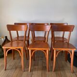 Set of 6 Luterma bistro chairs in beech wood 40-50s