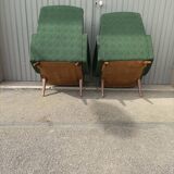 Pair of vintage armchairs green fabric