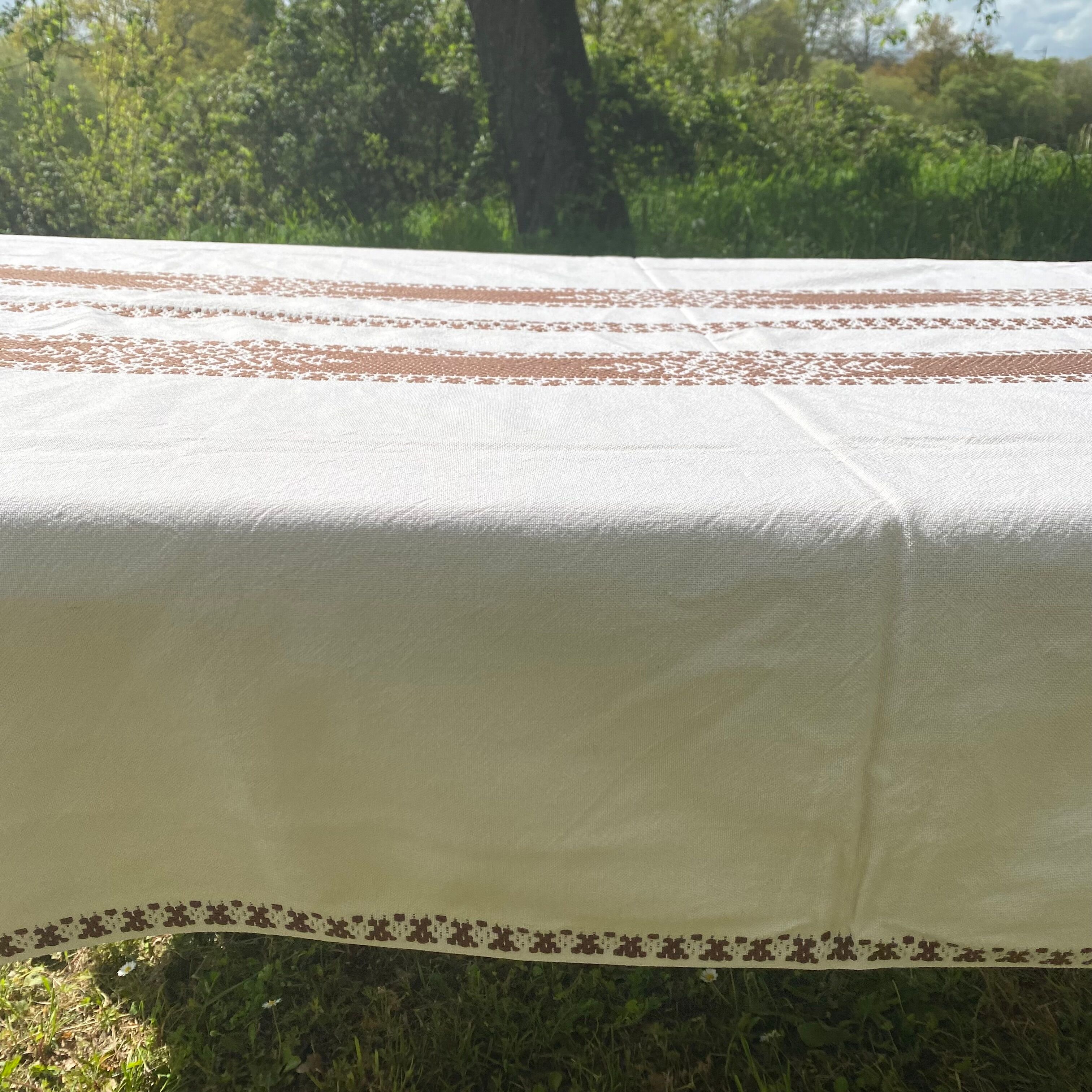 Vintage reversible rectangular tablecloth 140 X 180