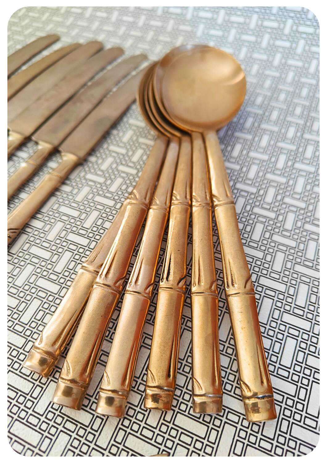 Service de couverts en laiton vintage 'bambou'