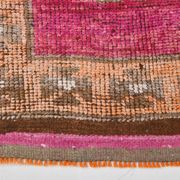 3x11 Vintage Pink & Brown Turkish Runner Rug, 87x339Cm