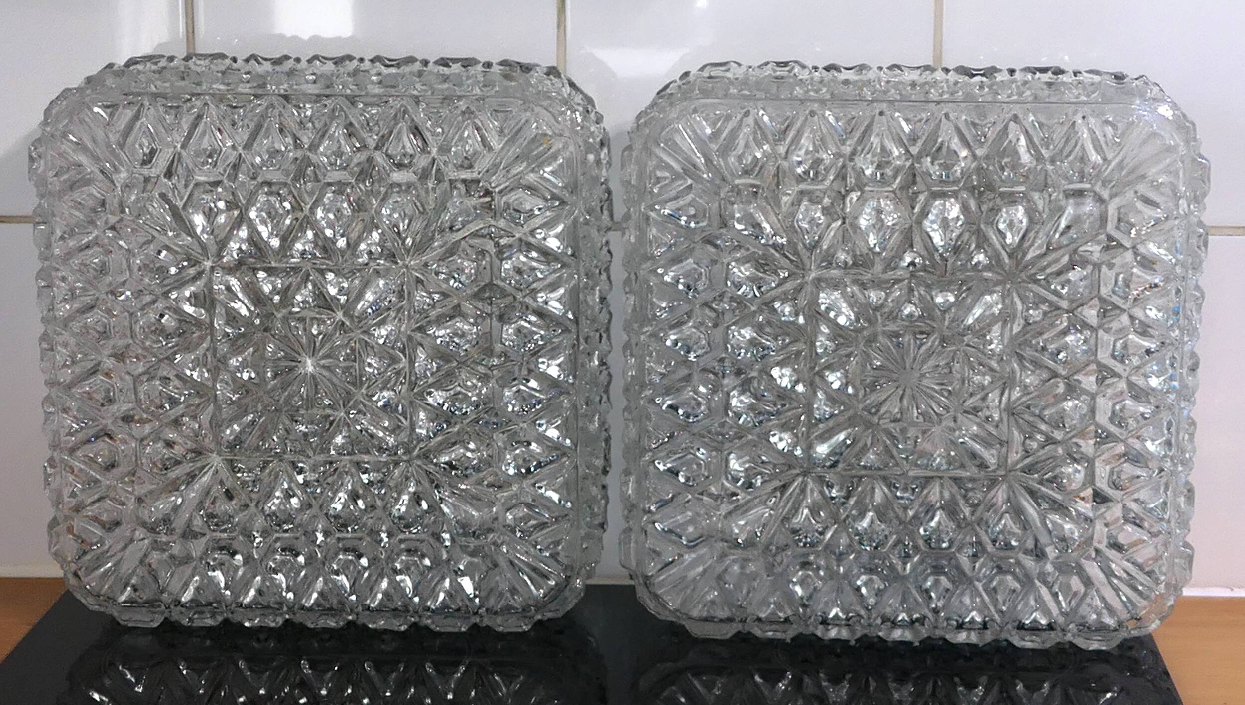 Pair of wall lights or ceiling lights Limburg Glashutte 1960s