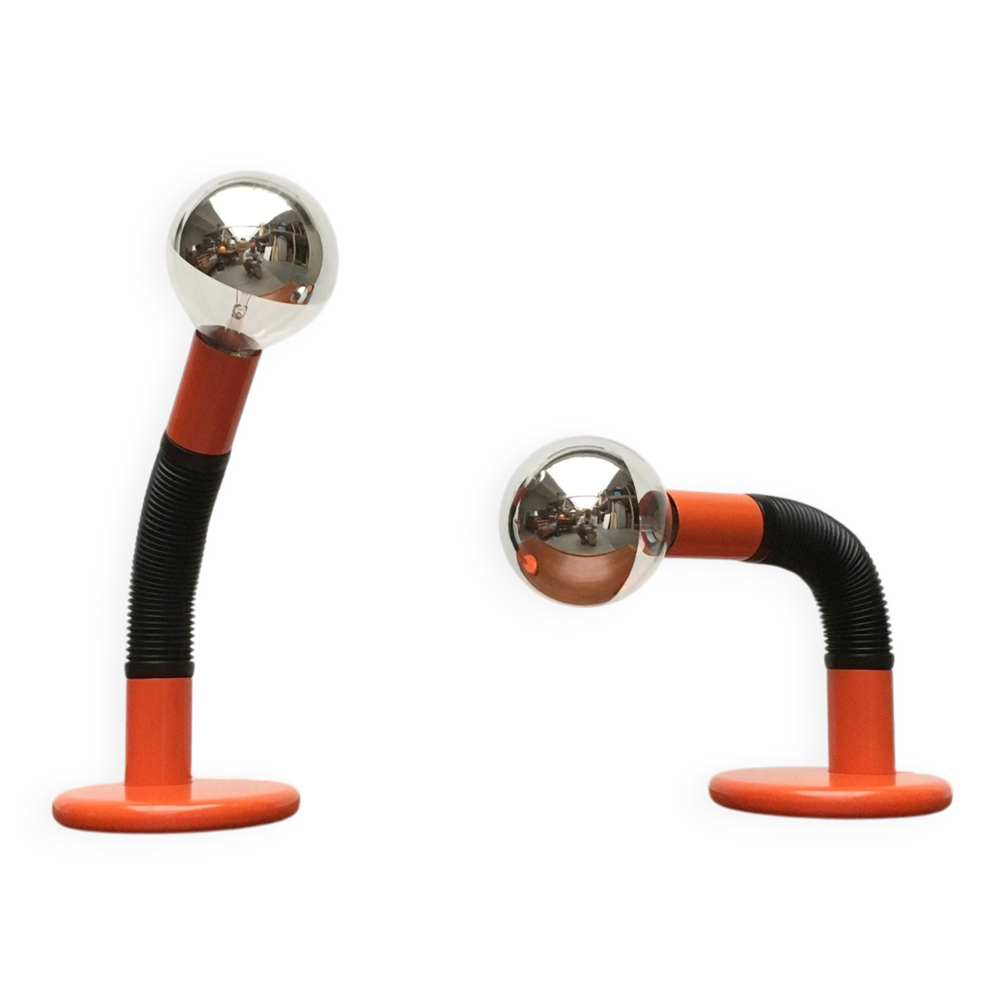 Vintage Italian table lamps Space Age by Bellini for Targetti, 1970s.
