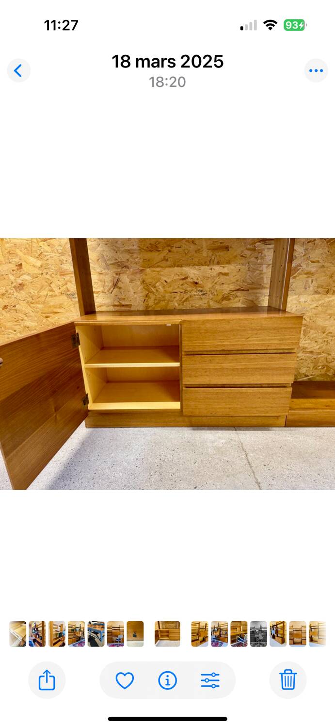 1960s Teak Composable Wall Shelf Library