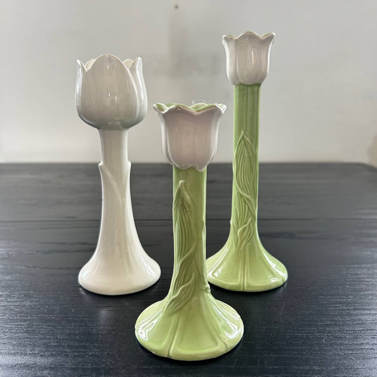 Set of 3 tulip candle holders