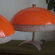 Pair of Philips 1960 mushroom bedside lamp, granite and orange vintage perspex