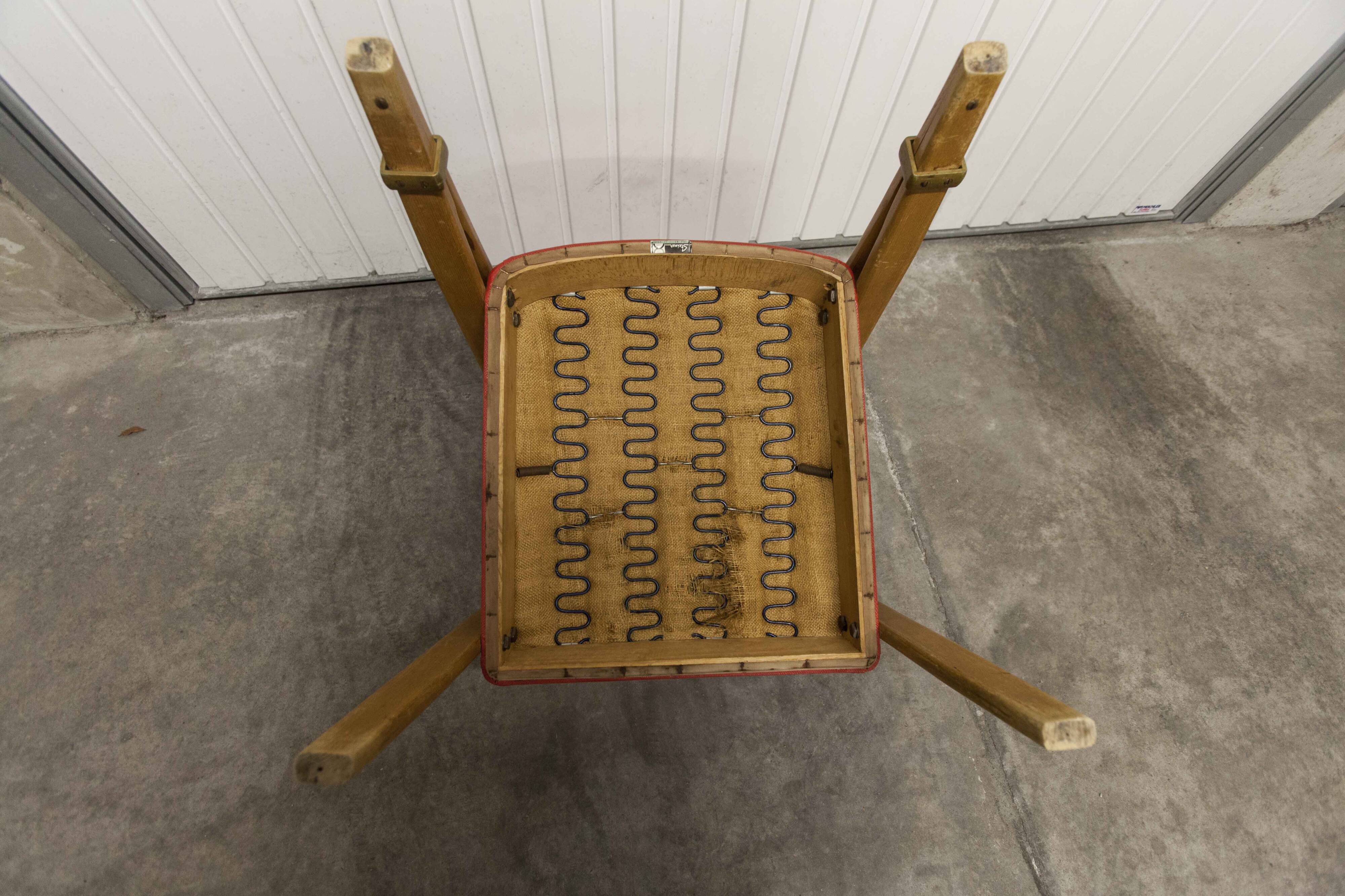 Bow wood armchair by Hugues Steiner 1960 red