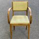 Fauteuil de bureau bridge bois courbé et cuir jaune