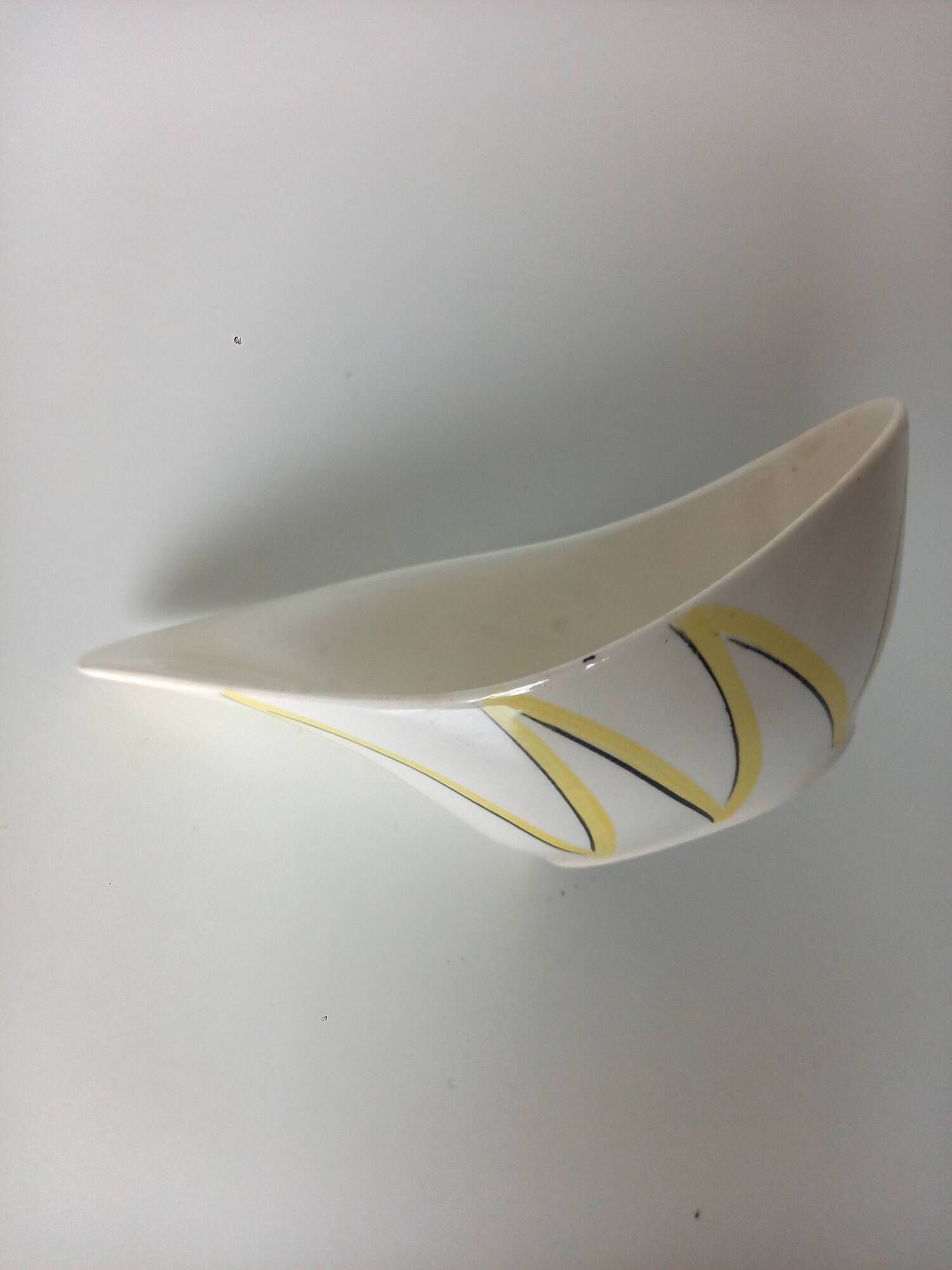 1950 SALINS service Aurore model yellow and black striped soup plates dish ravier