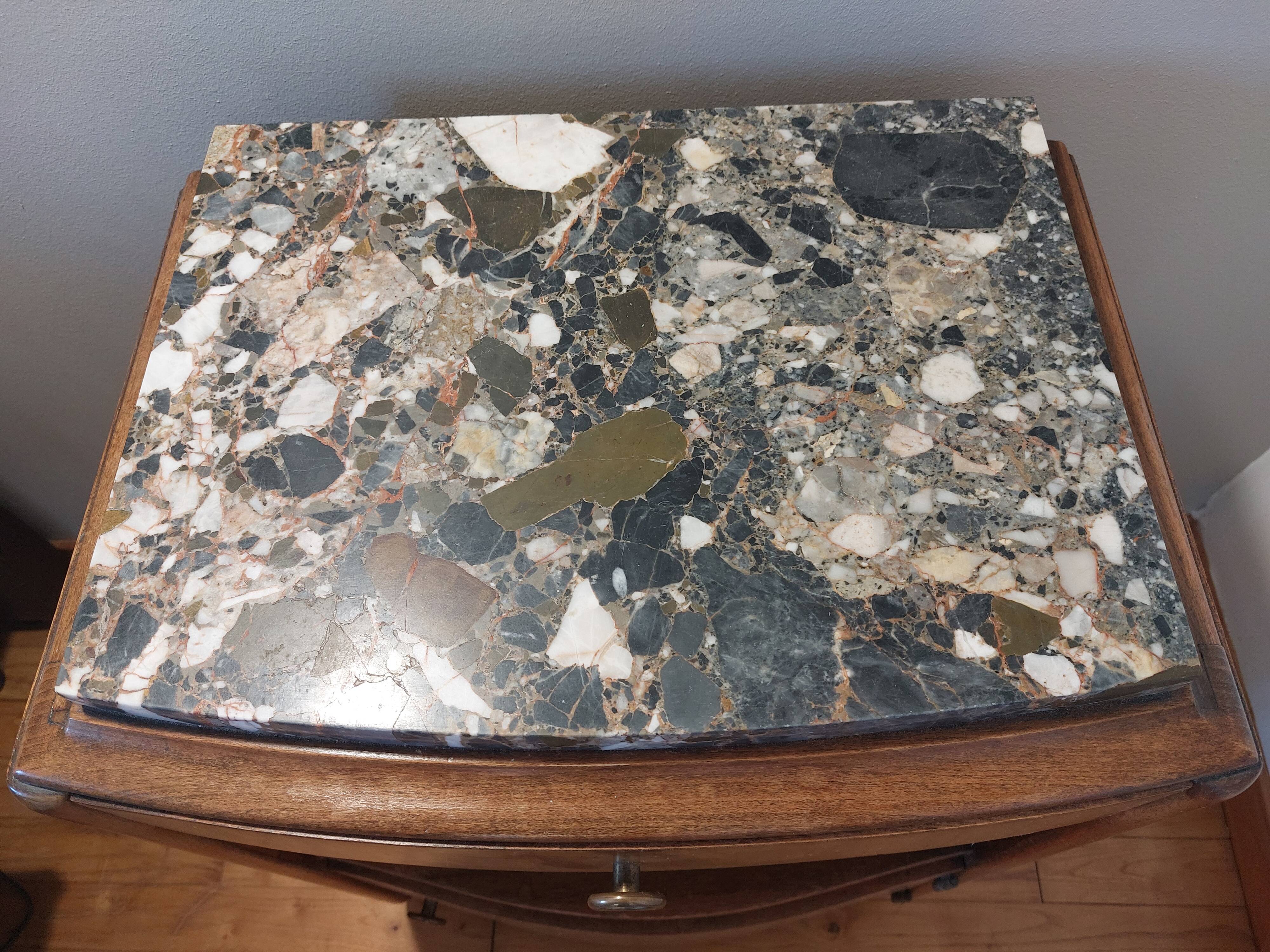 wood and marble bedside table, art deco