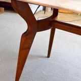 Italian dining table with sculptural beech base and pink marble, 1950s