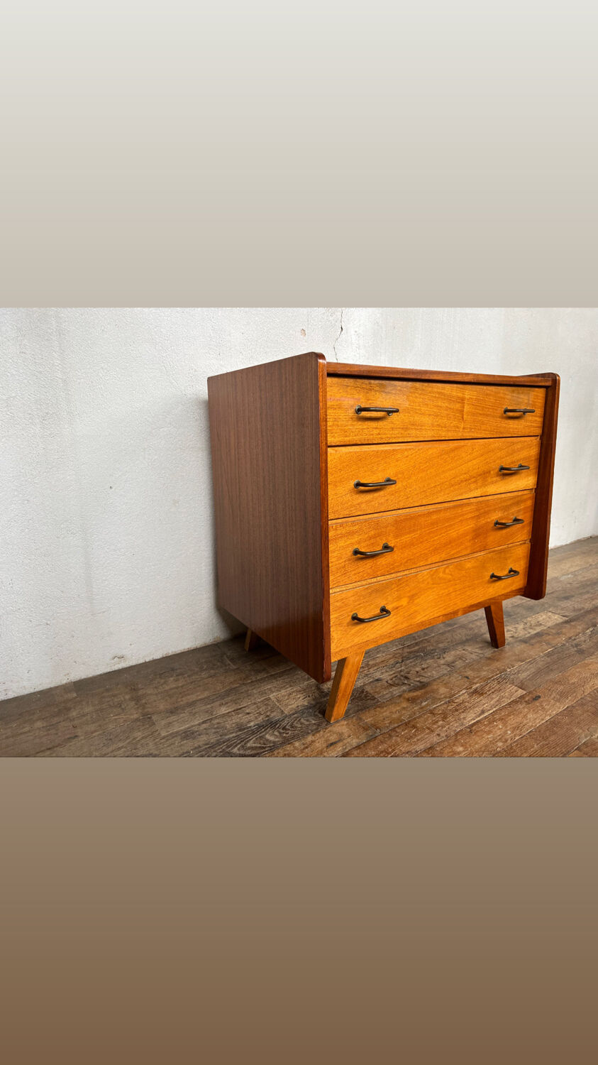 Vintage compass feet chest of drawers 1950 1960