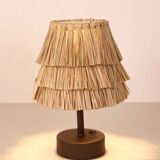 Natural Sea Grass Solar-Powered Table Lamp 27x20cm. Dark Coffee Base