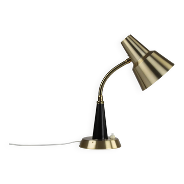 Table / Desk Lamp Model 600/5 by Gemi — Swedish Modernism in Black & Brass, 1960s