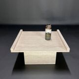 Square travertine coffee table by Claude Berraldacci. 1990s. France.